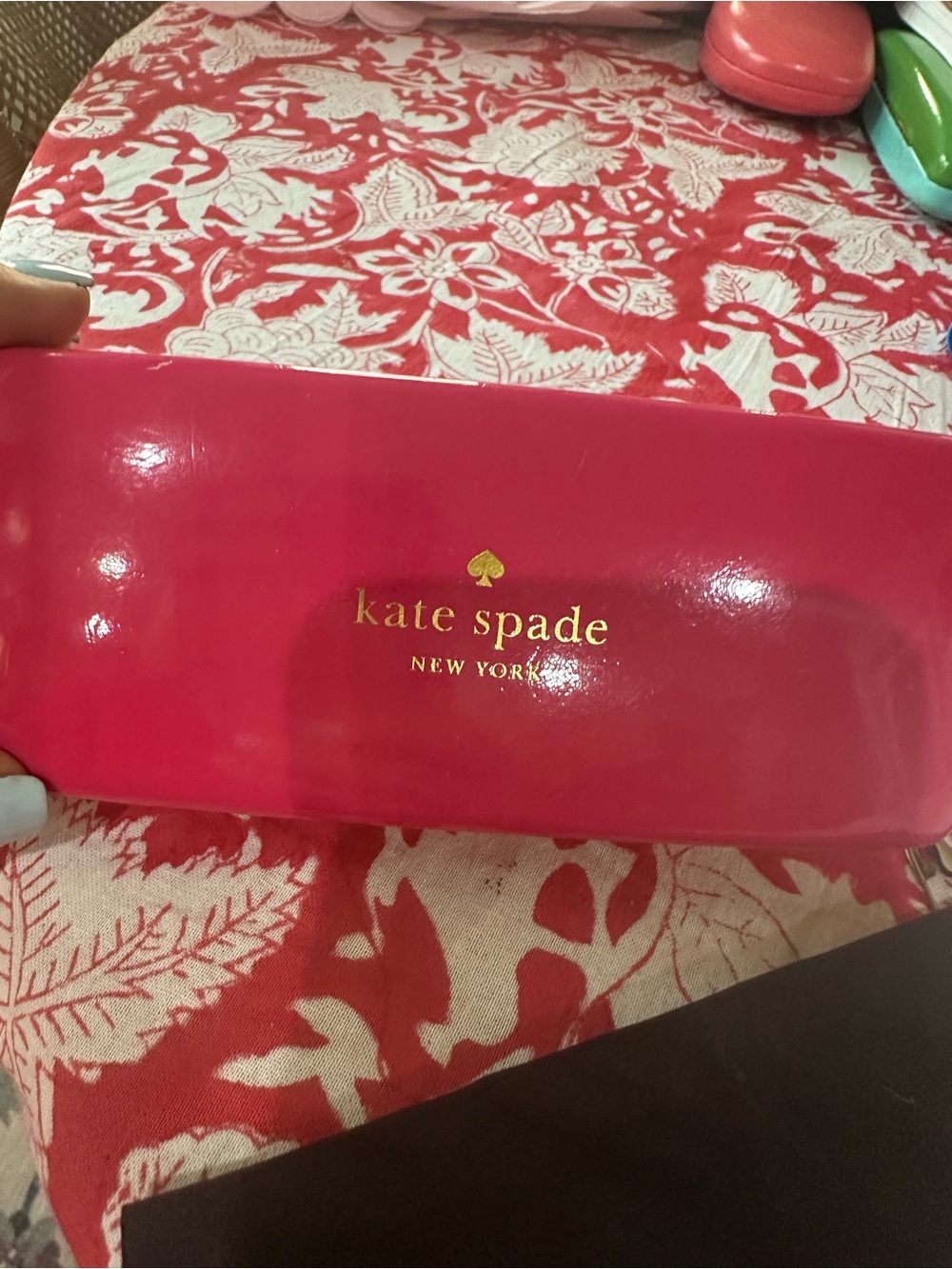 Kate Spade Hot Pink Eyeglass Case with Gold Logo